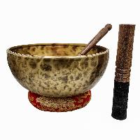 Jambati Singing Bowl, [tiger] Buddhist Hand Beaten, Antique Finishing, Sound Note F, 175 Hz