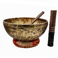 Jambati Singing Bowl, [tiger Antique], [jhumkat], Buddhist Hand Beaten, Antique Finishing, Sound Note C, 142 Hz