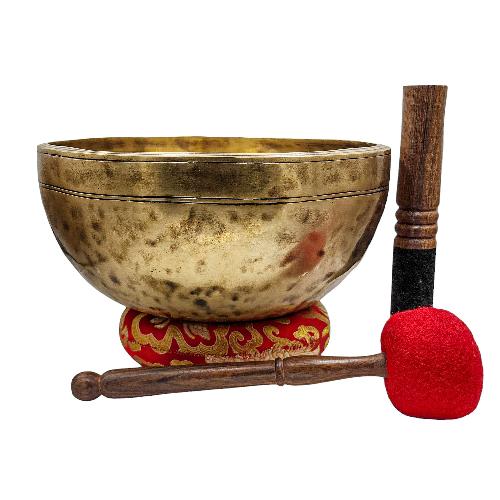 Jambati Singing Bowl, [tiger Antique], [jhumkat], Buddhist Hand Beaten, Antique Finishing, Sound Note G, 199 Hz