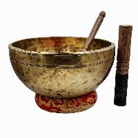 Jambati Singing Bowl, [tiger Antique], [jhumkat], Buddhist Hand Beaten, Antique Finishing, Sound Note G, 199 Hz