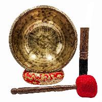 Jambati Singing Bowl, [tiger Antique], [jhumkat], Buddhist Hand Beaten, Antique Finishing, Sound Note G, 199 Hz