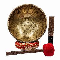 Jambati Singing Bowl, [tiger Antique], [jhumkat], Buddhist Hand Beaten, Antique Finishing, Sound Note F, 177 Hz