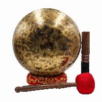 Jambati Singing Bowl, [tiger Antique], [jhumkat], Buddhist Hand Beaten, Antique Finishing, Sound Note F, 178 Hz