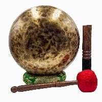 Jambati Singing Bowl, [tiger Antique], [jhumkat], Buddhist Hand Beaten, Antique Finishing, Sound Note E, 161 Hz