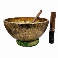 Jambati Singing Bowl, [tiger Antique], [jhumkat], Buddhist Hand Beaten, Antique Finishing, Sound Note D, 143 Hz