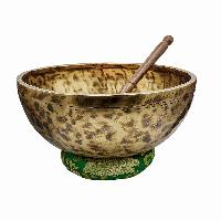 Jambati Singing Bowl, [tiger Antique], [jhumkat], Buddhist Hand Beaten, Antique Finishing, Sound Note D, 148 Hz