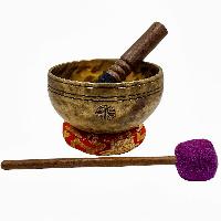 [full Moon Bowl],moon Carved, Buddhist Hand Beaten, Antique Finishing, Sound Note G, 410 Hz