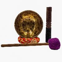 [full Moon Bowl],moon Carved, Buddhist Hand Beaten, Antique Finishing, Sound Note G, 410 Hz