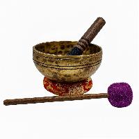 Jambati Singing Bowl, [tiger Antique], [jhumkat], Buddhist Hand Beaten, Antique Finishing, Sound Note F, 369 Hz