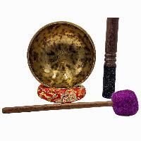 Jambati Singing Bowl, [tiger Antique], [jhumkat], Buddhist Hand Beaten, Antique Finishing, Sound Note F, 368 Hz