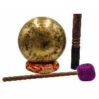 Jambati Singing Bowl, [tiger Antique], [jhumkat], Buddhist Hand Beaten, Antique Finishing, Sound Note F, 368 Hz