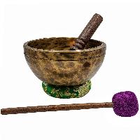 Jambati Singing Bowl, [tiger Antique], [jhumkat], Buddhist Hand Beaten, Antique Finishing, Sound Note A, 451 Hz