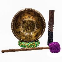 Jambati Singing Bowl, [tiger Antique], [jhumkat], Buddhist Hand Beaten, Antique Finishing, Sound Note A, 451 Hz