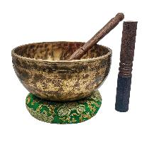 Jambati Singing Bowl, [tiger Antique], [jhumkat], Buddhist Hand Beaten, Antique Finishing