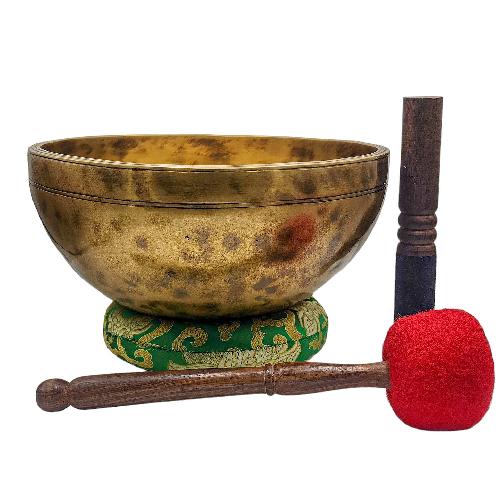 Jambati Singing Bowl, [tiger Antique], [jhumkat], Buddhist Hand Beaten, Antique Finishing