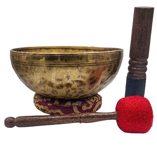 Jambati Singing Bowl, [tiger Antique], [jhumkat], Buddhist Hand Beaten, Antique Finishing