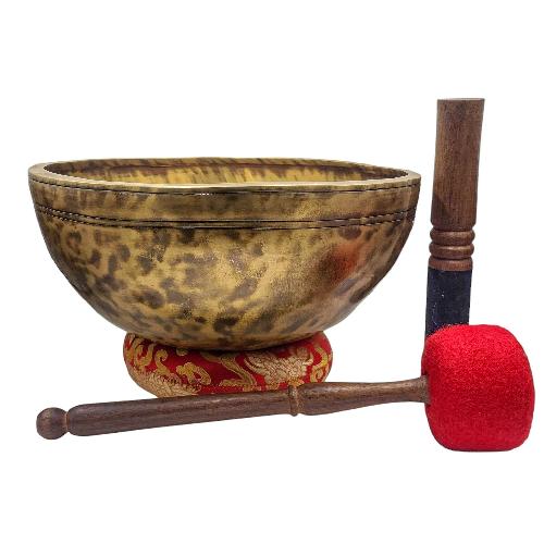 Jambati Singing Bowl, [tiger Antique], [jhumkat], Buddhist Hand Beaten, Antique Finishing