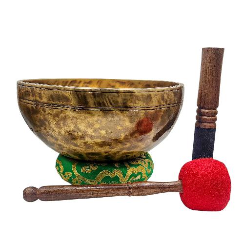 [jhumka Tiger Singing Bowl], Buddhist Hand Beaten, Antique Finishing