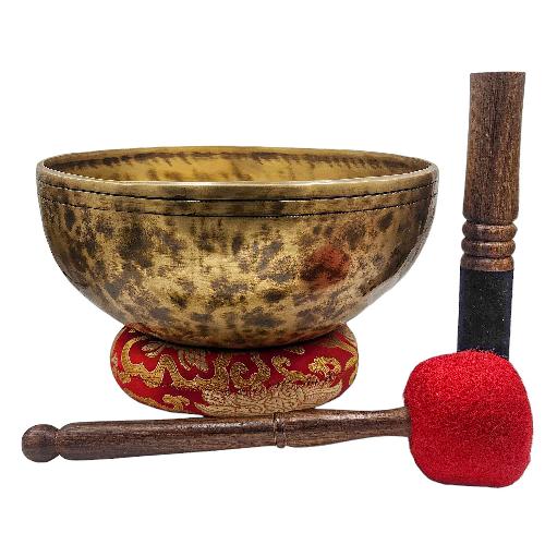 [jhumka Tiger Singing Bowl], Buddhist Hand Beaten, Antique Finishing