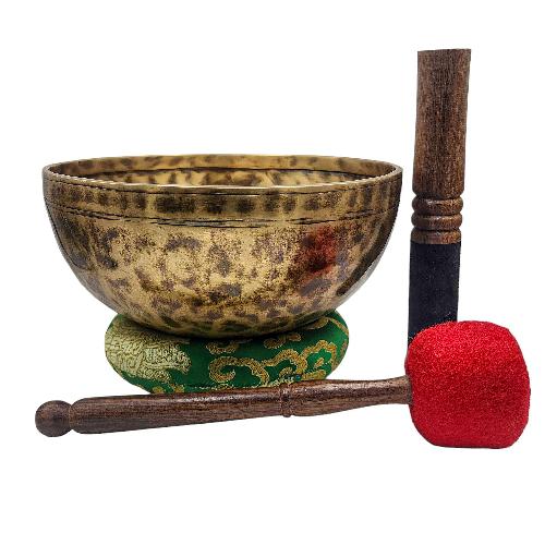 [jhumka Tiger Singing Bowl], Buddhist Hand Beaten, Antique Finishing