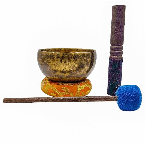 Jambati Singing Bowl, [tiger Antique], Buddhist Hand Beaten, Antique Finishing, Sound Note B, 483 Hz