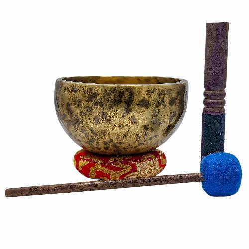 Jambati Singing Bowl, [tiger Antique], Buddhist Hand Beaten, Antique Finishing, Sound Note A, 474 Hz