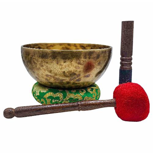 Jambati Singing Bowl, [tiger Antique], Buddhist Hand Beaten, Antique Finishing, Sound Note F, 182 Hz