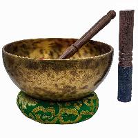 Jambati Singing Bowl, [tiger Antique], Buddhist Hand Beaten, Antique Finishing, Sound Note F, 182 Hz