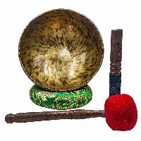 Jambati Singing Bowl, [tiger Antique], Buddhist Hand Beaten, Antique Finishing, Sound Note E, 163 Hz