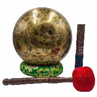 Jambati Singing Bowl, [tiger Antique], Buddhist Hand Beaten, Antique Finishing, Sound Note E, 163 Hz