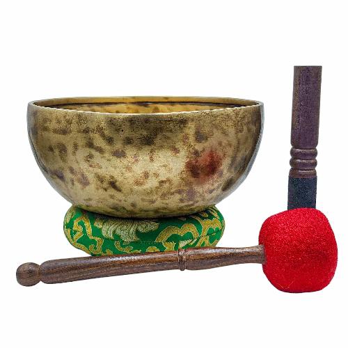 Jambati Singing Bowl, [tiger Antique], Buddhist Hand Beaten, Antique Finishing, Sound Note D, 158 Hz