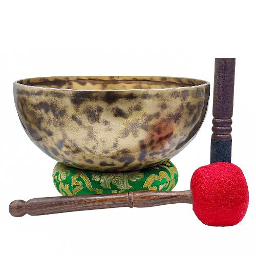 Jambati Singing Bowl, [tiger Antique], Buddhist Hand Beaten, Antique Finishing, Sound Note C, 133 Hz