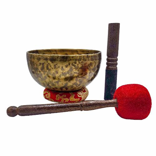 Jambati Singing Bowl, [tiger Antique], Buddhist Hand Beaten, Antique Finishing, Sound Note A, 225 Hz