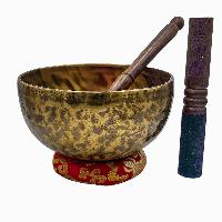 Jambati Singing Bowl, [tiger Antique], Buddhist Hand Beaten, Antique Finishing, Sound Note A, 225 Hz