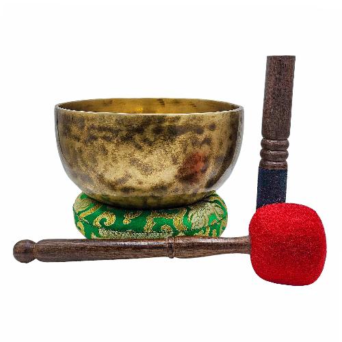 Jambati Singing Bowl, [tiger Antique], Buddhist Hand Beaten, Antique Finishing, Sound Note A, 215 Hz