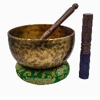 Jambati Singing Bowl, [tiger Antique], Buddhist Hand Beaten, Antique Finishing, Sound Note A, 215 Hz