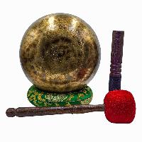 Jambati Singing Bowl, [tiger Antique], Buddhist Hand Beaten, Antique Finishing, Sound Note F, 171 Hz