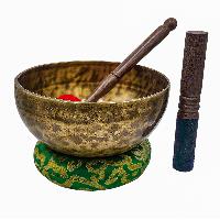 Jambati Singing Bowl, [tiger Antique], Buddhist Hand Beaten, Antique Finishing, Sound Note G, 204 Hz