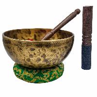 Jambati Singing Bowl, [tiger Antique], Buddhist Hand Beaten, Antique Finishing, Sound Note F, 182 Hz