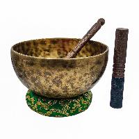 Jambati Singing Bowl, [tiger Antique], Buddhist Hand Beaten, Antique Finishing, Sound Note E, 166 Hz