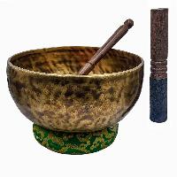 Jambati Singing Bowl, [tiger Antique], Buddhist Hand Beaten, Antique Finishing, Sound Note D, 154 Hz