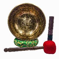 Jambati Singing Bowl, [tiger Antique], Buddhist Hand Beaten, Antique Finishing, Sound Note D, 154 Hz