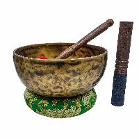 Jambati Singing Bowl, [tiger Antique], Buddhist Hand Beaten, Antique Finishing, Sound Note A, 221 Hz