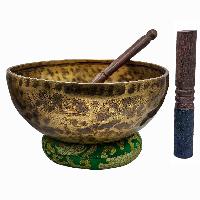 Jambati Singing Bowl, [tiger Antique], Buddhist Hand Beaten, Antique Finishing, Sound Note D, 149 Hz