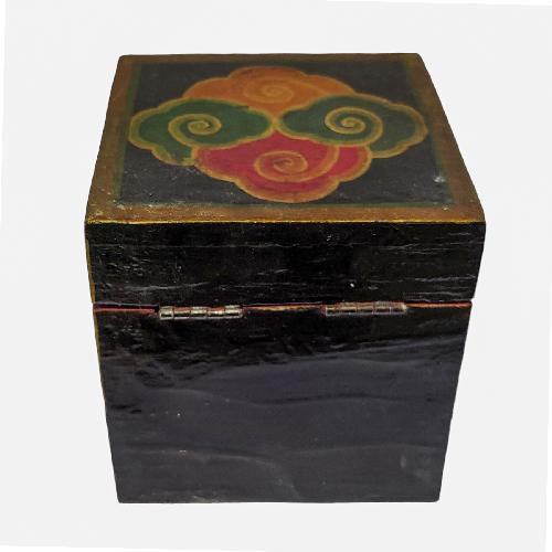 Tibetan Ritual Wooden Tantrik/ Mahakala Box, Traditional Color Painted