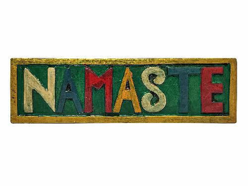 [namaste Carved], Handmade Wall Hanging, [painted]