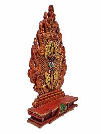 Wooden Altar [chesum] Base, Throne For Small Statue [traditional Color], Vajra Carved