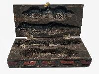 Wooden Tibetan [bell And Phurba] Box With Om Mani Padme Hum Carved