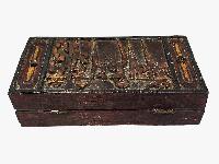 Wooden Tibetan [bell And Phurba] Box With Om Mani Padme Hum Carved