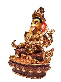 [ganesh], Buddhist Handmade Statue, [partly Gold Plated], [face Painted]